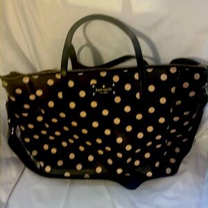 Kate Spade Diaper Bag, black with tan polka dots.